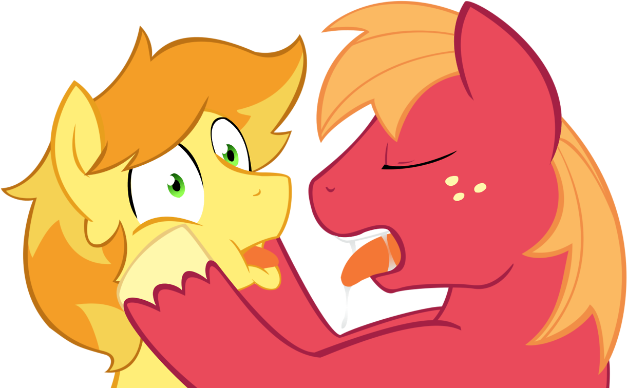 Cartoon Of A Pony Licking Another Pony