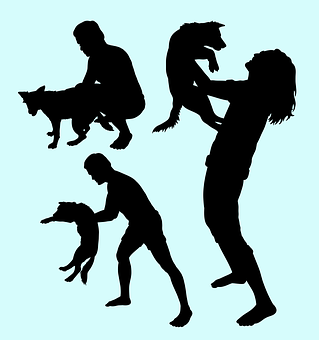 Silhouette Of A Man Holding A Dog