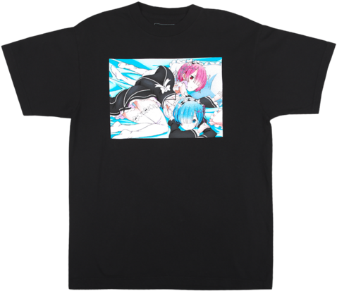 A Black T-shirt With A Picture Of Anime Characters