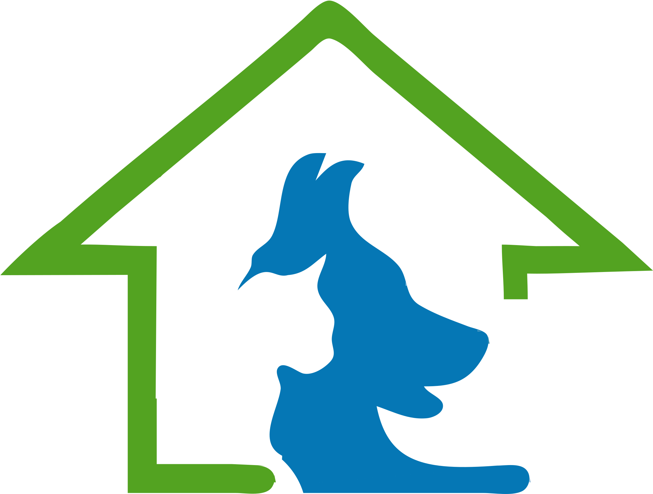 A Blue And Green House With A Cat And A Rabbit