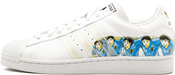 A White Shoe With A Cartoon Drawing On It