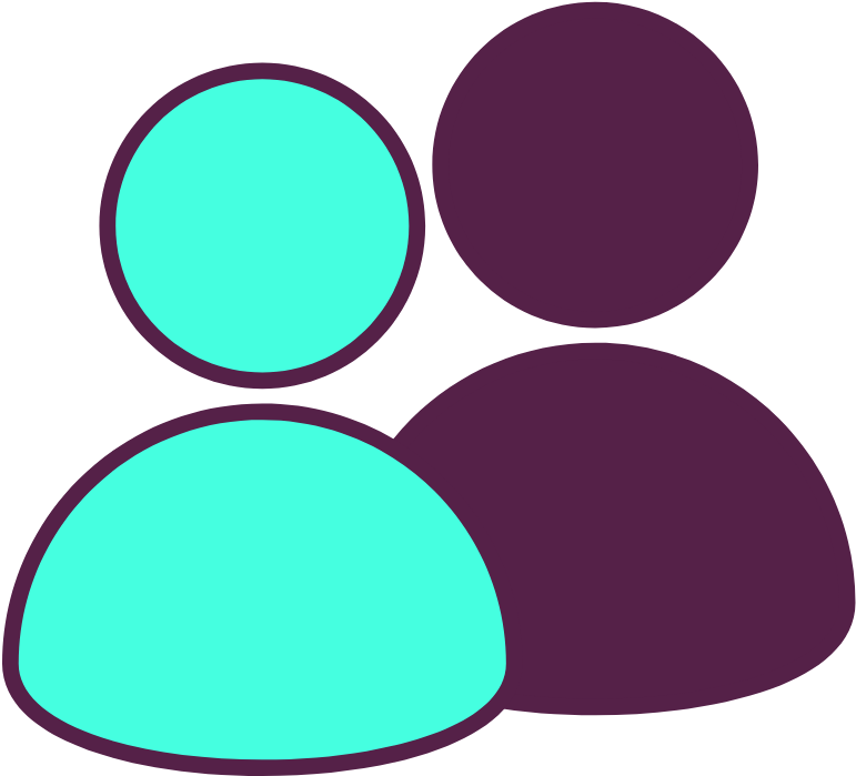 A Group Of People With Blue And Purple Circles