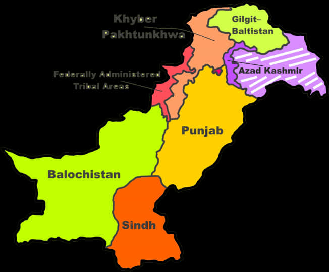 A Map Of Pakistan With Different Colored Areas