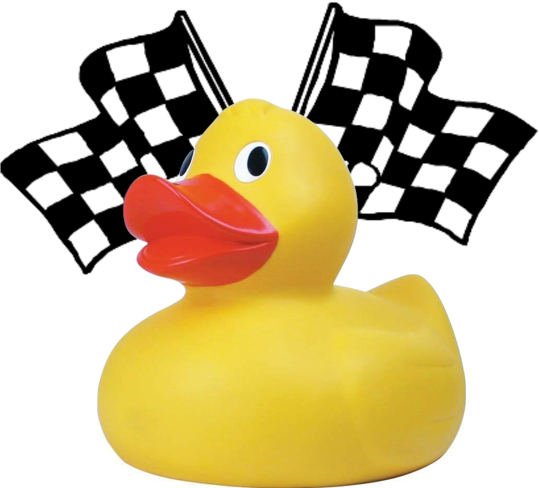 A Rubber Duck With Checkered Flags