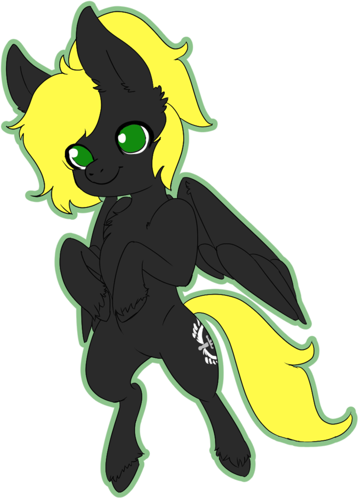 A Cartoon Of A Black Horse With Yellow Hair And Wings