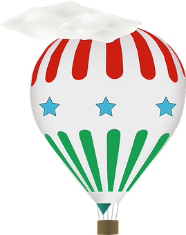 A Hot Air Balloon With Stars And A Cloud