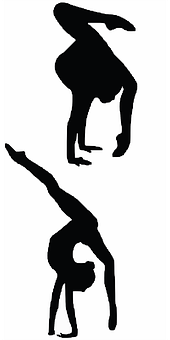 A Silhouettes Of A Man Doing Gymnastics