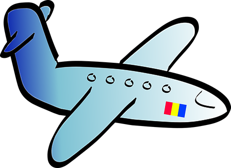 A Blue Airplane With A Blue And Yellow Sticker On It