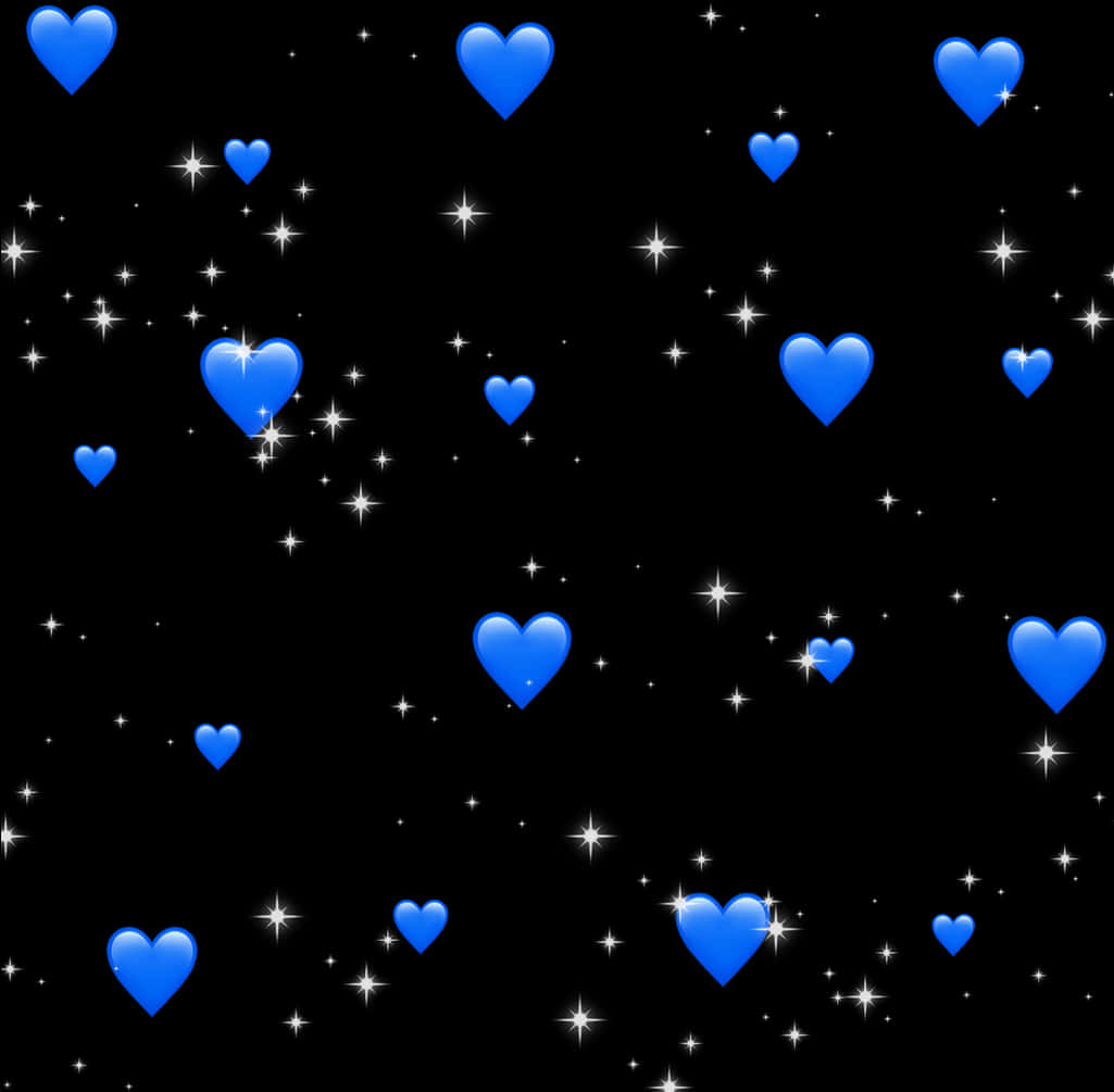 A Blue Hearts And Stars On A Black Background