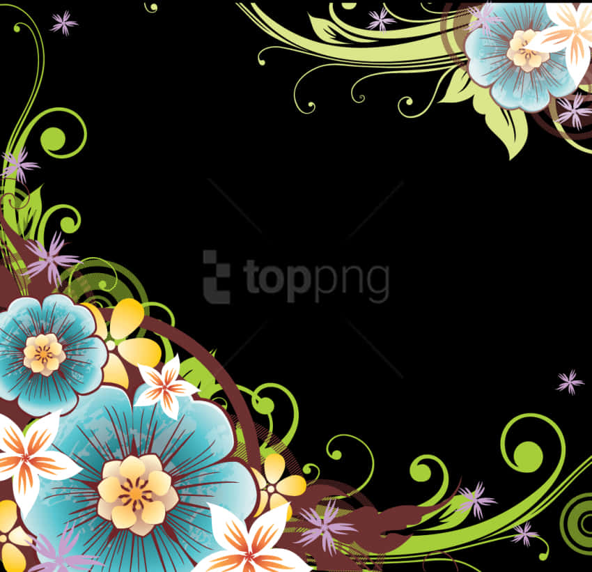 Aesthetic Border With Flowers Design