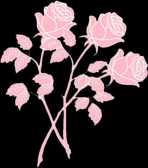 A Pink Roses With Leaves