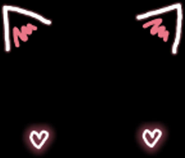 A Black Background With White Hearts And Pink Eyes