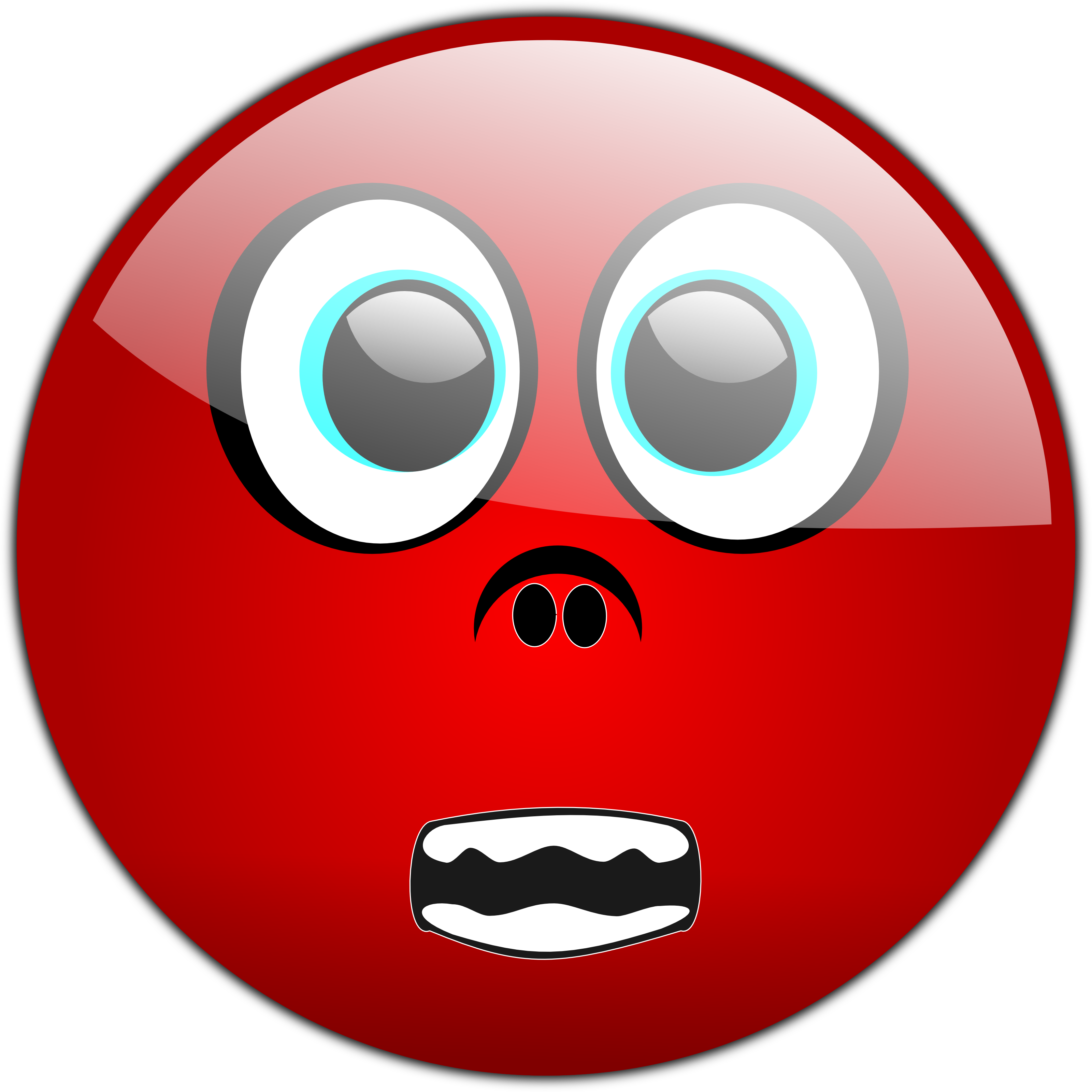 A Red Face With White Eyes And Mouth