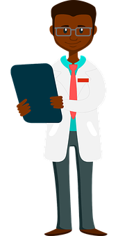 A Man In A White Coat Holding A Clipboard