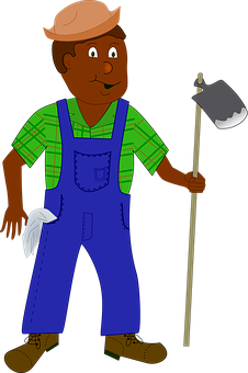 A Cartoon Of A Man Holding A Shovel