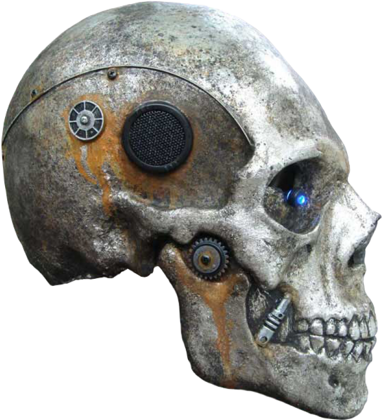 A Skull With A Blue Light