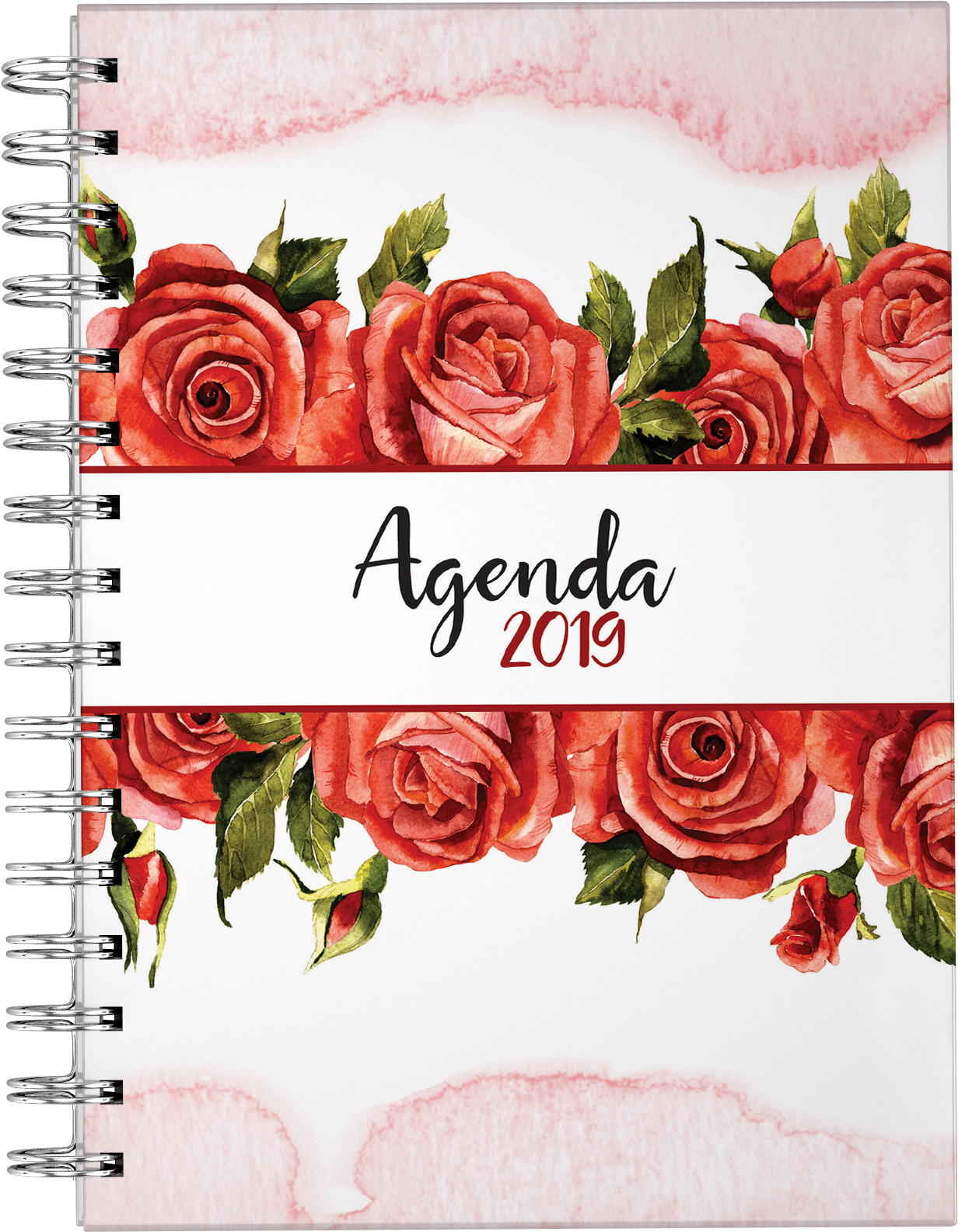 A Spiral Bound Notebook With Red Roses On It