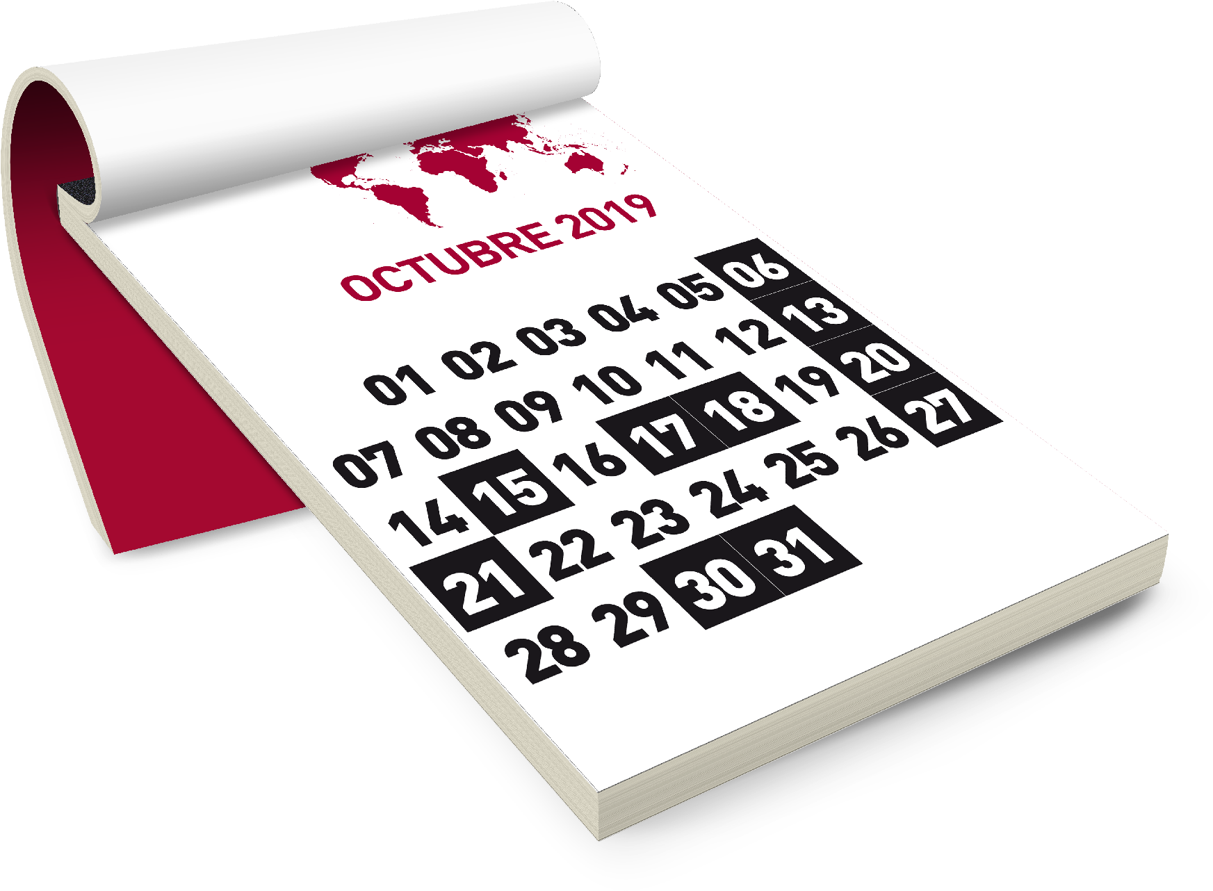 A Calendar On A Red And White Cover
