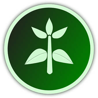 A Green Circle With A White Logo With Leaves
