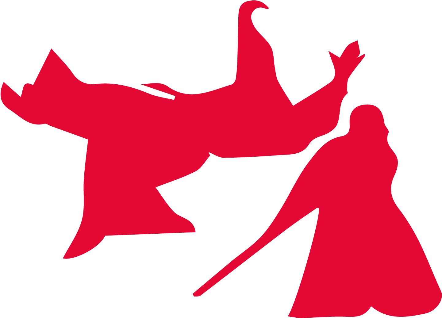 A Red Silhouettes Of Women