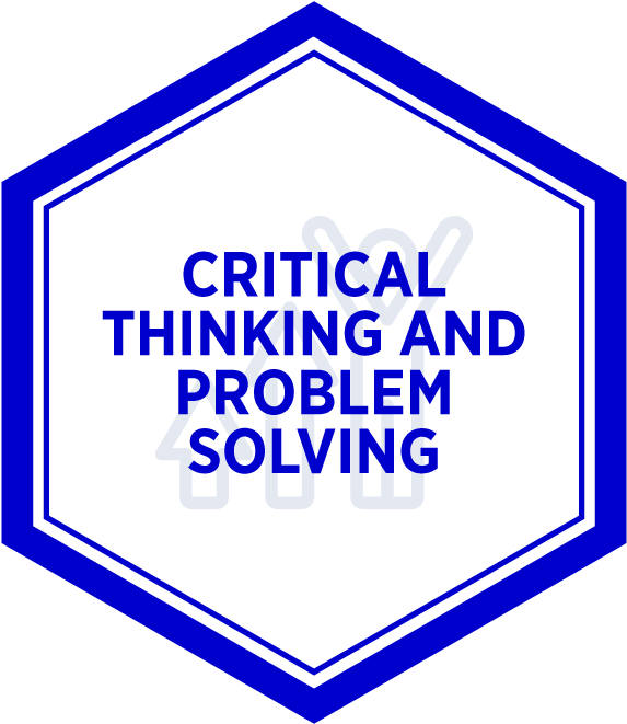 A Hexagon With Blue Text