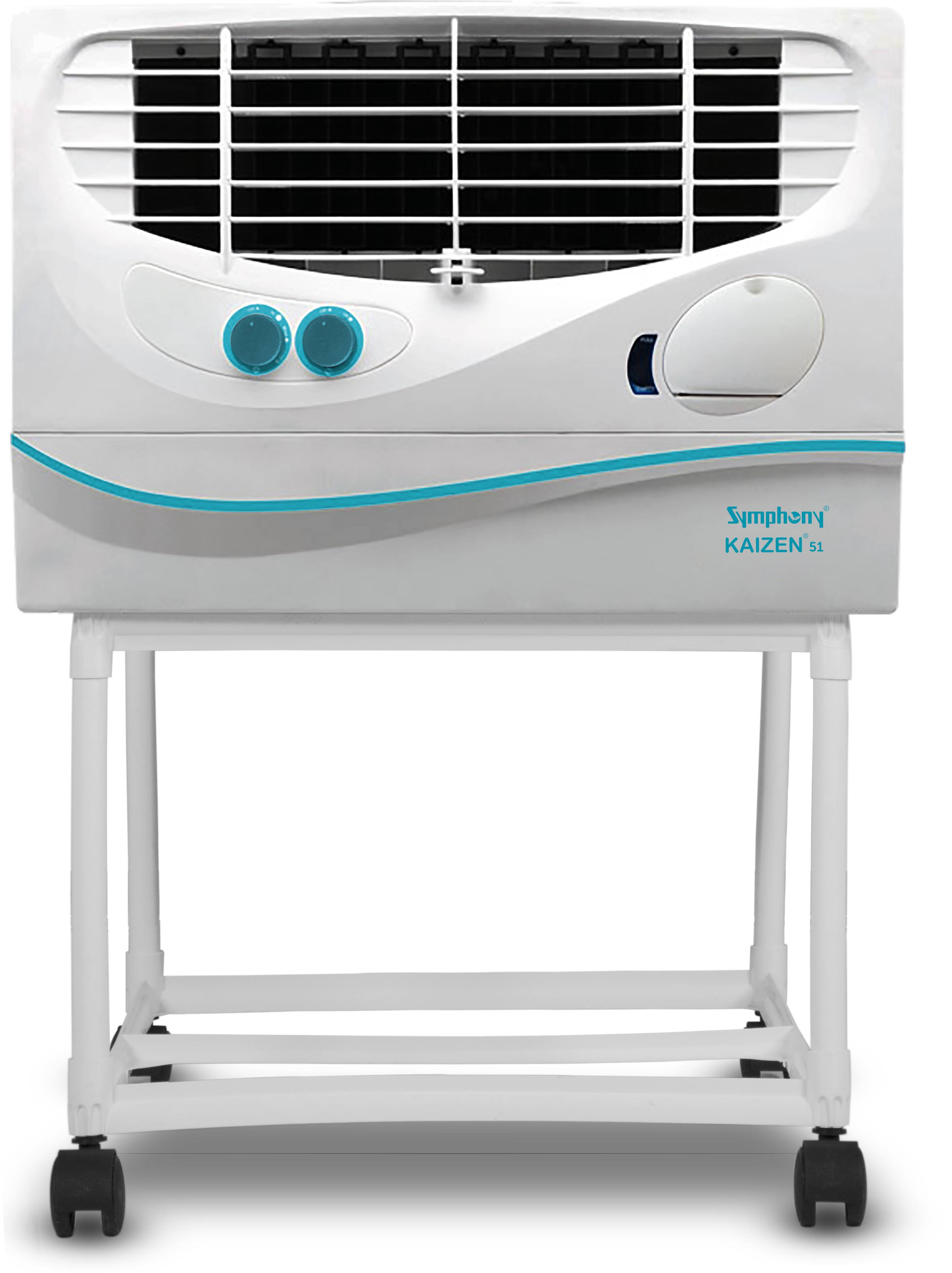 A White And Blue Air Conditioner