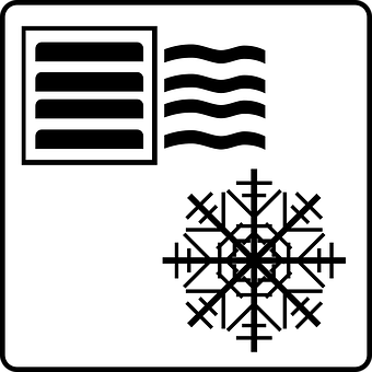 A Black And White Sign With A Snowflake And A Flag