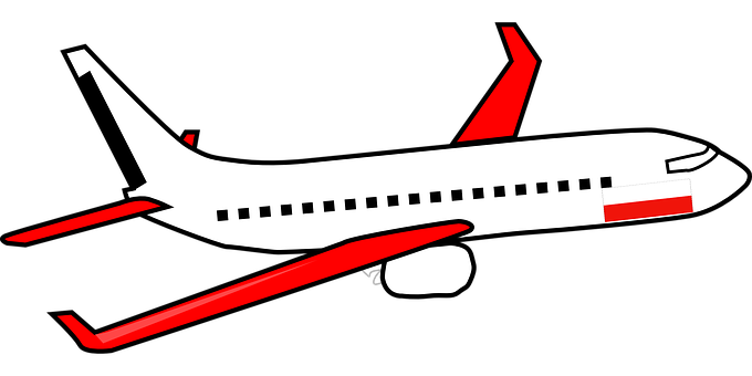 A White Airplane With Red Wings