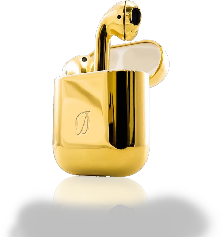 A Gold Colored Case With A Black Background