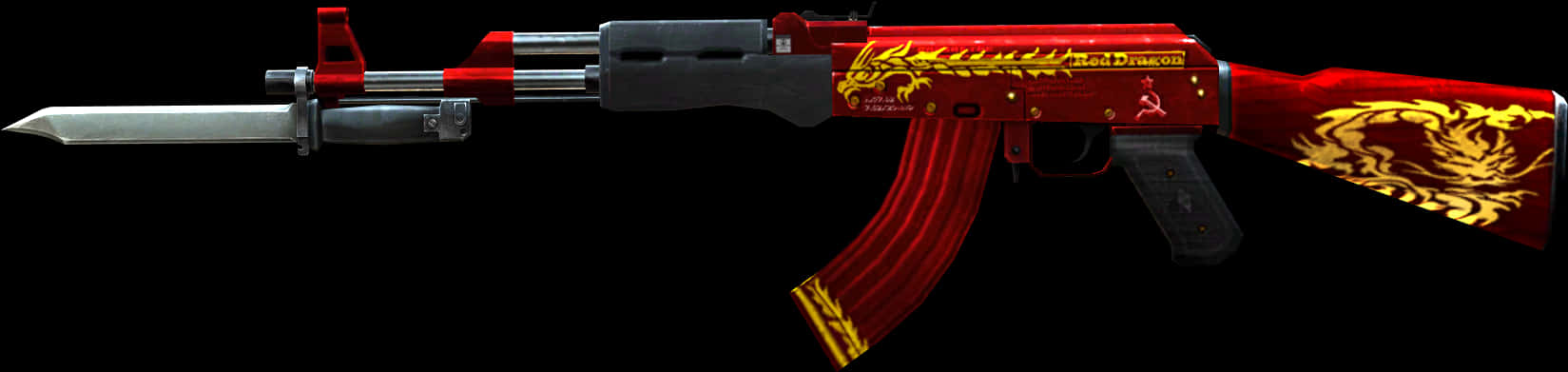 A Gun With A Red And Yellow Design
