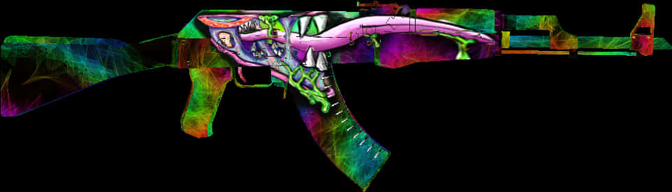 A Colorful Gun With Teeth And Teeth Painted On It