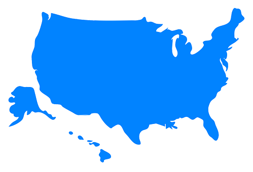 A Blue Map Of The United States