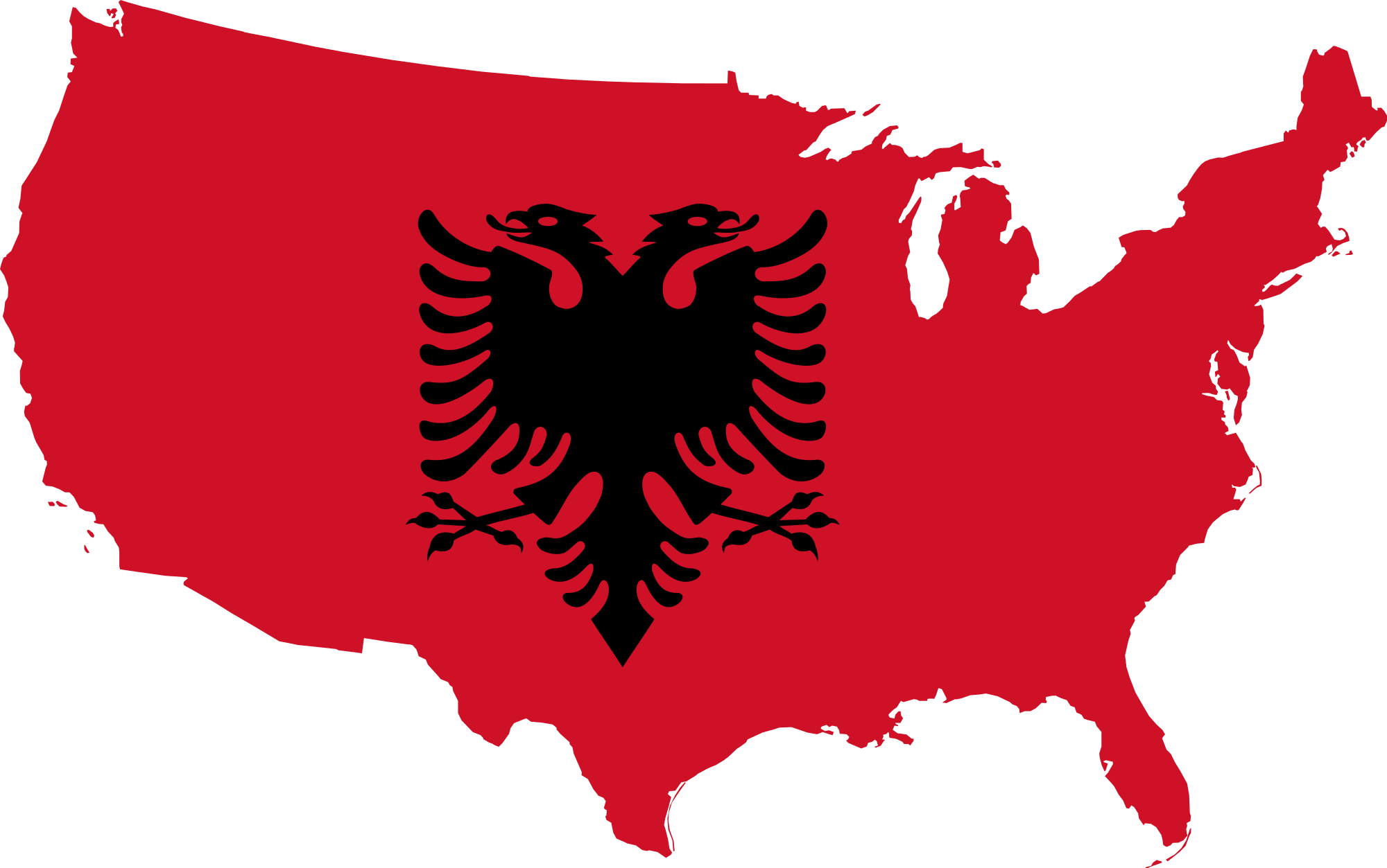 A Red And Black Map With A Black Eagle