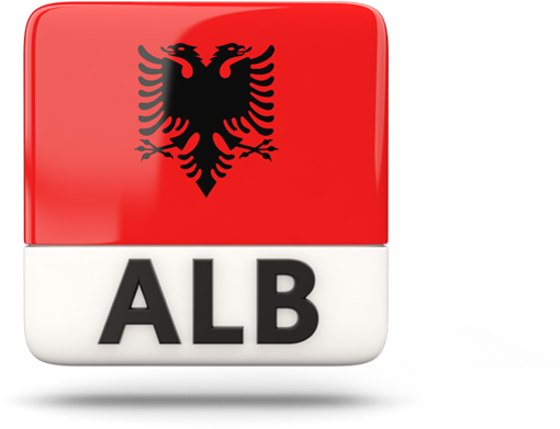 A Red And White Square With A Black Eagle On It
