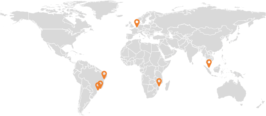 A Map Of The World With Orange Pointers