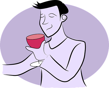 A Cartoon Of A Man Holding A Wine Glass