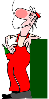 A Cartoon Of A Man Leaning Against A Wall
