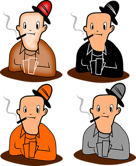 Cartoon Characters Of A Man Smoking