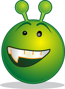 A Green Cartoon Face With Teeth