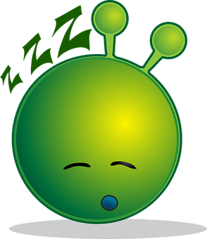 A Green Alien With Eyes Closed And Mouth Closed