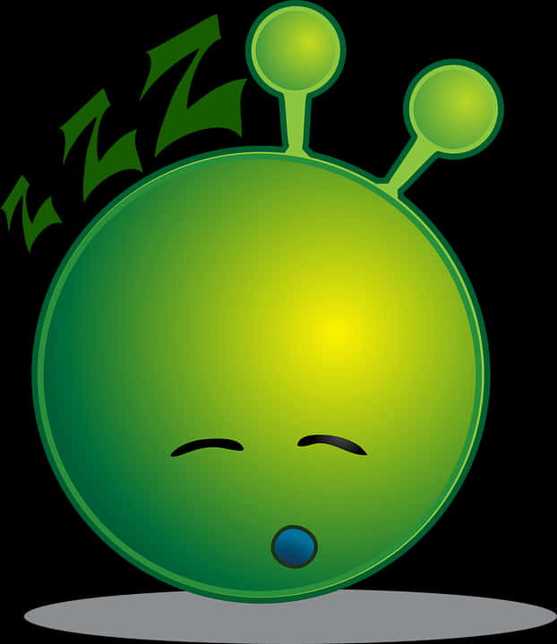 A Green Alien With Eyes Closed And Mouth Open