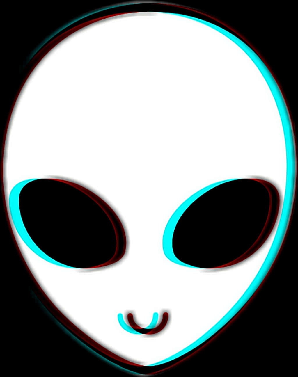 A White Alien Face With Black Eyes