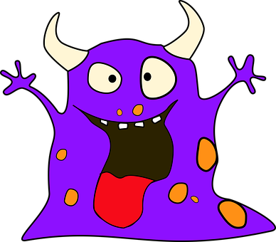 A Purple Monster With Horns And Tongue Out