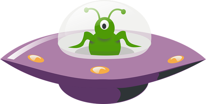 A Cartoon Of A Alien In A Ufo