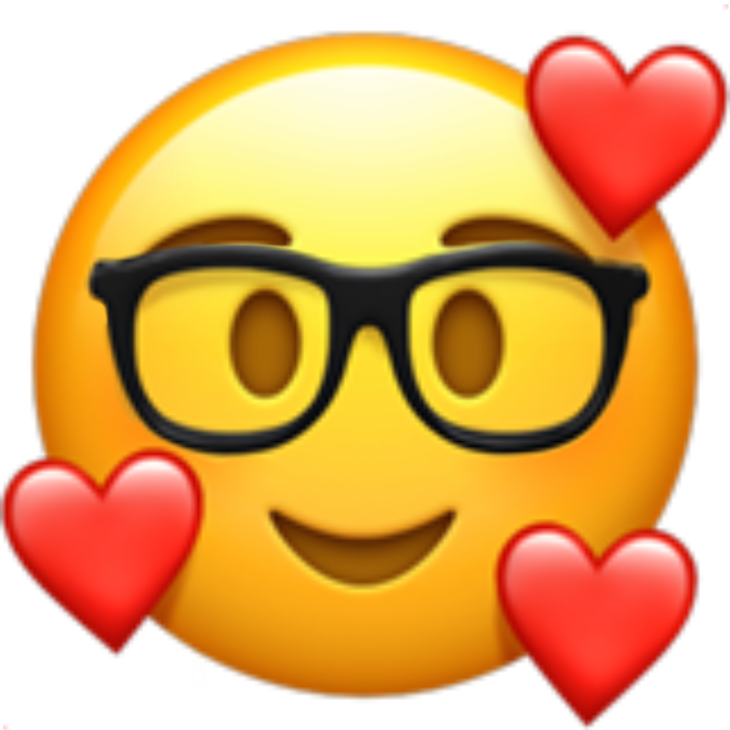 A Yellow Emoji With Glasses And Hearts
