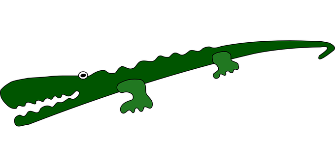 A Green Alligator With White Eyes