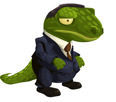 A Cartoon Of A Lizard In A Suit