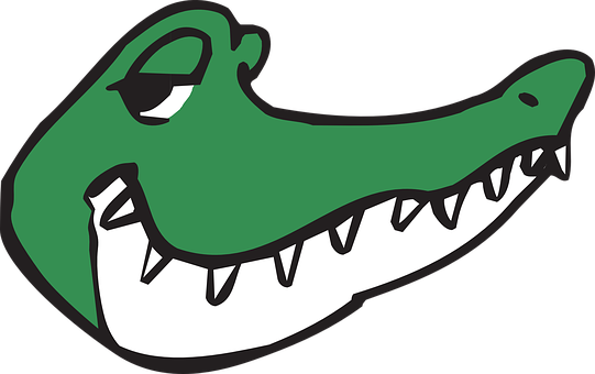 A Cartoon Alligator Face With Sharp Teeth
