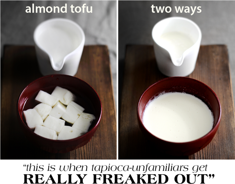 A Collage Of A Bowl Of Milk And A Bowl Of Tofu