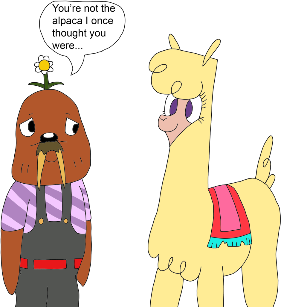 Cartoon Of A Walrus And A Llama
